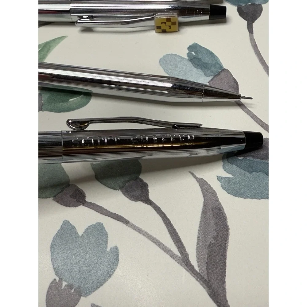 Lot of 4 Cross Pens Mechanical Pencils Chrome‎ Scott Shaffer Engraved